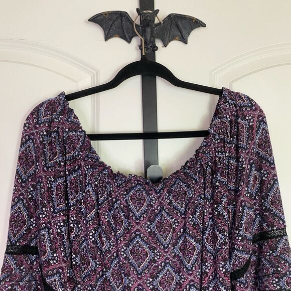 Lane Bryant Peasant Top Floral Print Ruffle Cuffs, Stretchy, Soft NWT 14… - Picture 3 of 11